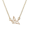 Gold Origami Crane Pendants Necklace