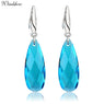Sky Light Blue Crystal Long Dangle Earrings For Wome