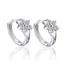 Sterling Crystal Flower Shape Charm Earrings