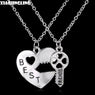 Fashion Double Chain Broken Heart Key Pendant Necklaces