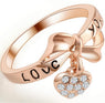 Retro Love Heart Bow Rings Rose Gold Color Ring For Women