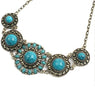 Boho Look Stone Blue Ethic Pendant Necklace