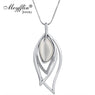 New Silver Chain Crystal Opal Leaf Long Pendants Necklaces