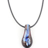 Flower Lampwork Water Drop Shape Women Leather Chain Necklace