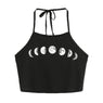 New Summer Women moon Printed Backless Top