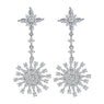 Sterling Silver Snowflake Flower Bridal Earrings