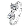 Silverf Plated Elegant Finger Bow Crystal Ring For Women