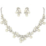 Clear Rhinestone Flower Pearl Necklace Set for Bride