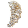 Rose Flower Clear Austrian Crystal Bridal Brooch Pins