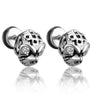 Women Mens Stainless Steel Gothic Skull Rhinestone Stud Earrings