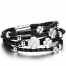 Four Leaf Clover Black Leather Braided Bracelet