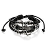 Leather Braided Charm Handcuff Bangles