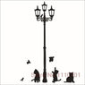 Animal Cartoon Under The Lights Cat Vinyl Wall Stickers