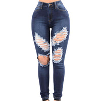 new woman slim skinny fitted ripped jeans - sparklingselections