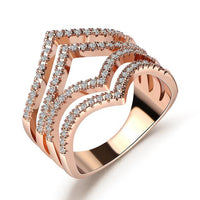 2017 New Rose Gold and Silver color Cubic Zirconia Brand Finger Rings Fashion Jewelry Wedding Rings For Women Love Gift - sparklingselections