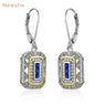 White & Gold Color Plated Silver Drop Earrings
