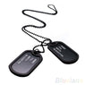 Black 2 Dog Tags Chain Mens Pendant Necklace