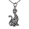 Women Silver Cat Necklace Pendant Chain For Halloween Party