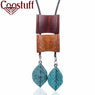 New fashion Leaf Wood style Long shape pendant necklace