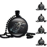 Black Bead Pendant Wolves Pendant Necklace