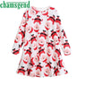 Snowman Printed Baby Girl Long Sleeve Christmas Dress