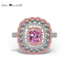Pink White Gold with Top Crystal Ring for Women