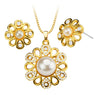 Women Gold-Color Pendant Earrings Jewelry Sets For Wedding Bridal Pearl Beautiful Simulated-Pearl Jewelry
