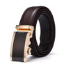 Men Luxury Gold Automatic Buckle Ratchet Leather Strap