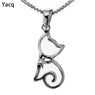 Unisex Silver Cat Necklace Pendant