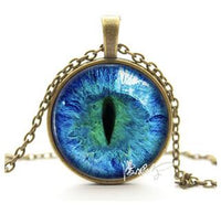 Blue Green Cat Eye Pendant Necklace - sparklingselections