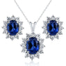 Vintage 925 Sterlink Silver Blue Zircon Jewelry Sets For Women's Fashion Artificial Necklace Earrings Jewelry Set