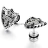 Hollow Out Crystal Inlay Shield Stainless Steel Cross Earrings