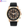 Casual Faux Leather Three Eyes Dial Quartz Watch