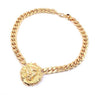 Fashion Women Gold Flat Chain Choker Lion Head Pendant Necklace