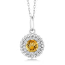 Round Yellow Citrine Sunflower Pendant