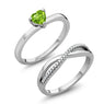 Sterling Silver Natural Green Engagement Wedding Ring For Women