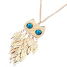 Stylish Gold Leaves Owl Pendant Necklace