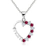 Women's White Sapphire Created Ruby Heart Shaped Necklace Pendant