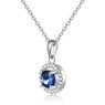 Blue Sapphire Pendant Necklaces Silver Link Chain