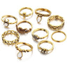 Set of Unique Carved Crystal Knuckle Rings for Women