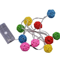 Mix color 10 LED Rattan Ball Christmas Lights - sparklingselections