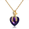 Wedding Necklace Jewelry Crystal Heart Pendant Necklace For Women (Purple, Green)