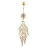 Leaf Rhinestone Belly Button Body Piercing Jewelry
