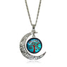 Vintage Silver Moon Statement Necklace Tree of Life For Women