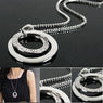 Rhinestone Chunky Silver Plated Double Circle Pendant Necklace