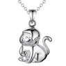 Cute Monkey Lucky Silver Plated Necklace
