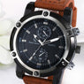New Men Brown Leather Strap Luxury Wrist Watch