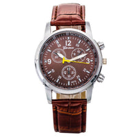 Faux Leather Quartz Analog Wrist Watch - sparklingselections