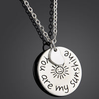 You Are My Sunshine Round Tag Alloy Letter Necklace - sparklingselections