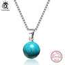 New Authentic Silver Natural Stone Turquoises Pendants Necklace